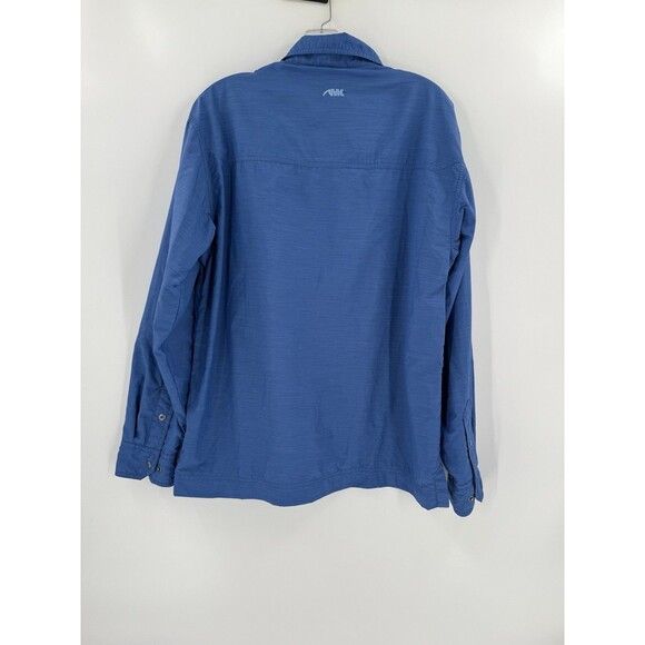 Mountain Khakis Shirt Men Blue MEDIUM Relaxed Nylon Shacket Snap Chores EUC - Picture 2 of 10